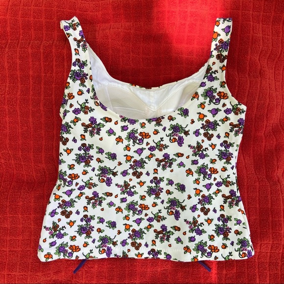 Vintage Pinup Floral Swimsuit Tankini Top Medium - Picture 5 of 5
